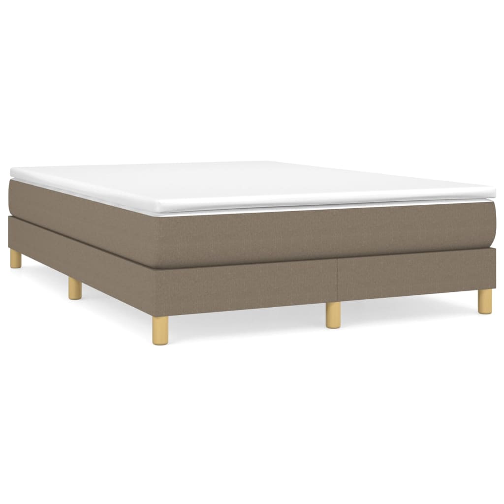 Estrutura de cama de casal moderno com molas 140x200 cm tecido castanho-acinzentado