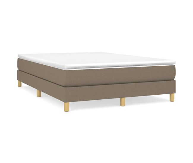 Estrutura de cama de casal moderno com molas 140x200 cm tecido castanho-acinzentado