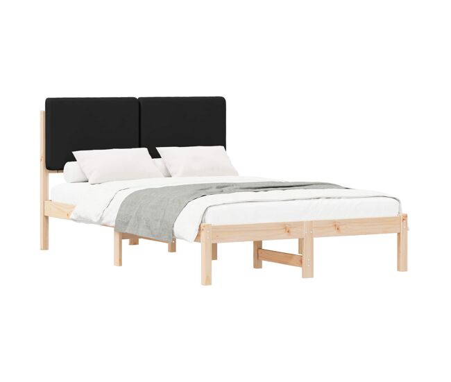 Estrutura de cama de casal moderno com cabeceira estofada preto 135 x 190 cm