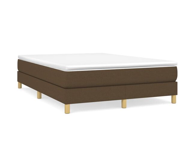 Estrutura de cama de casal moderno com molas 140x200 cm tecido castanho-escuro