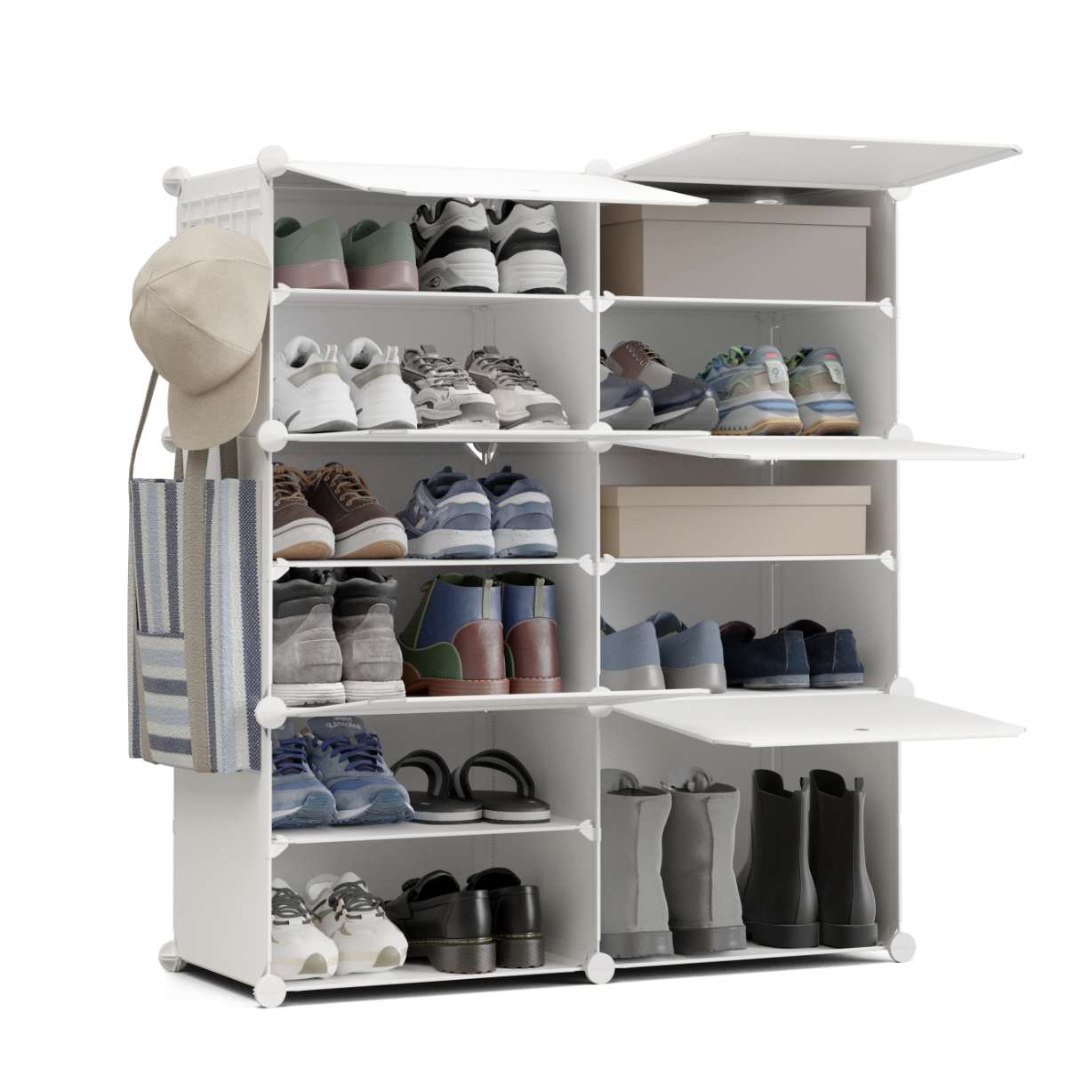 Sapateira cube c6 newlux 83x32x95 cm – 6 compartimentos, 24 pares blanco