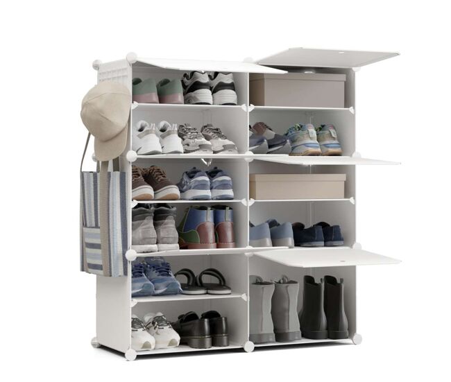 Sapateira cube c6 newlux 83x32x95 cm – 6 compartimentos, 24 pares blanco