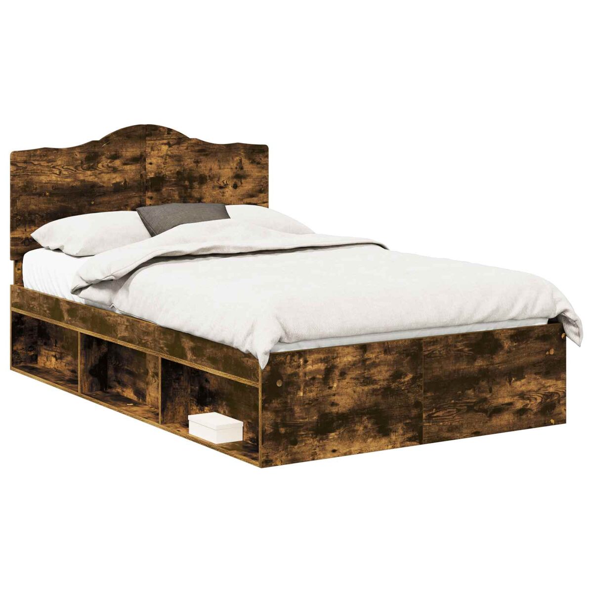 Estrutura de cama de casal com cabeceira - carvalho defumado 135 x 190 cm