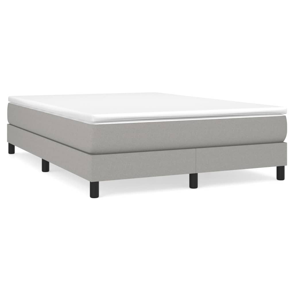 Estrutura de cama de casal moderno com molas 140x200 cm tecido cinzento-claro
