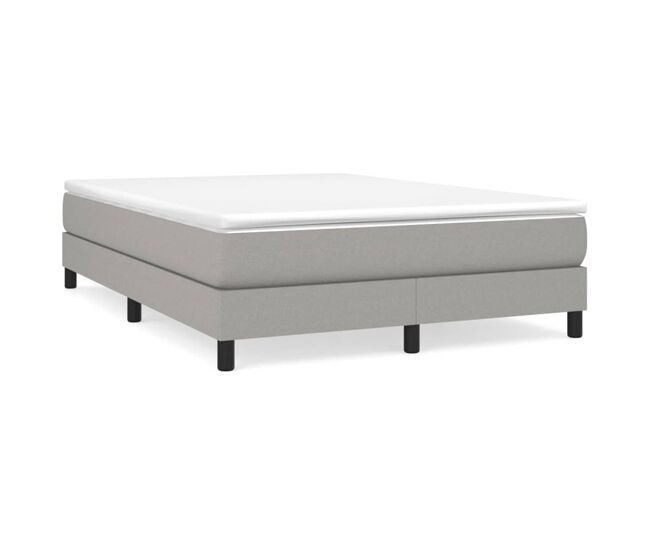 Estrutura de cama de casal moderno com molas 140x200 cm tecido cinzento-claro