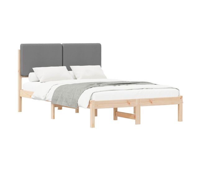 Estrutura de cama de casal moderno com cabeceira estofada cinzento-claro