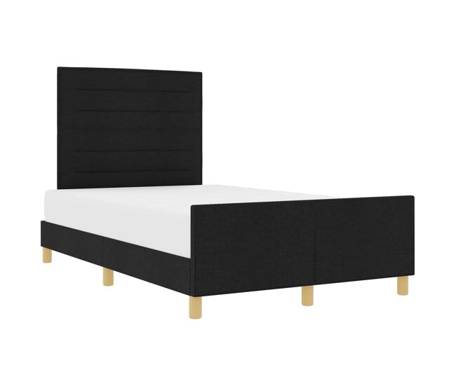 Estrutura de cama de casal com cabeceira - preto 140 x 190 cm tecido