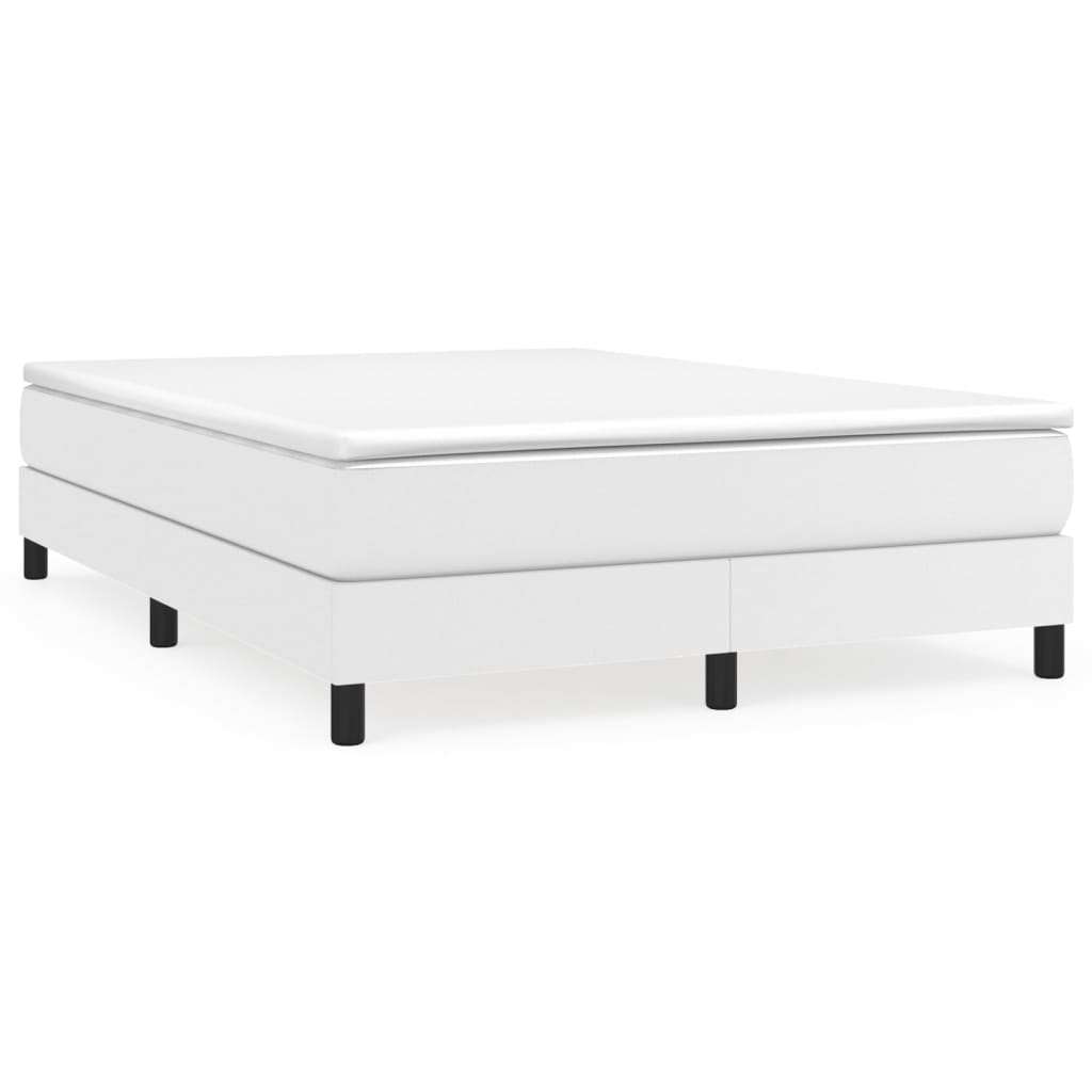 Estrutura de cama de casal moderno com molas 140x190 cm couro artificial branco