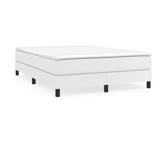 Estrutura de cama de casal moderno com molas 140x190 cm couro artificial branco