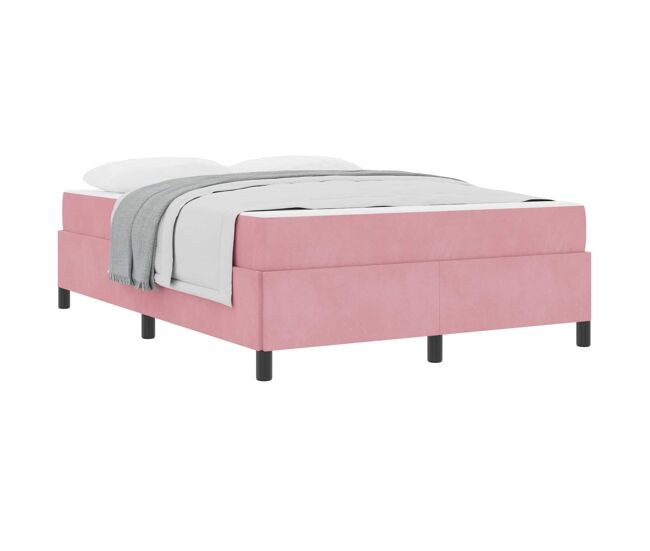 Estrutura da cama de casal moderno com colchão rosa 140 x 200 cm tecido