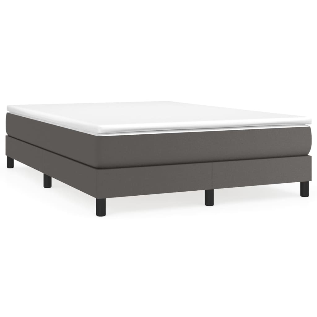 Estrutura de cama de casal moderno com molas 140x190 cm couro artificial cinzento