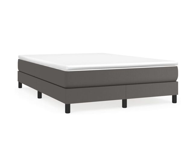 Estrutura de cama de casal moderno com molas 140x190 cm couro artificial cinzento
