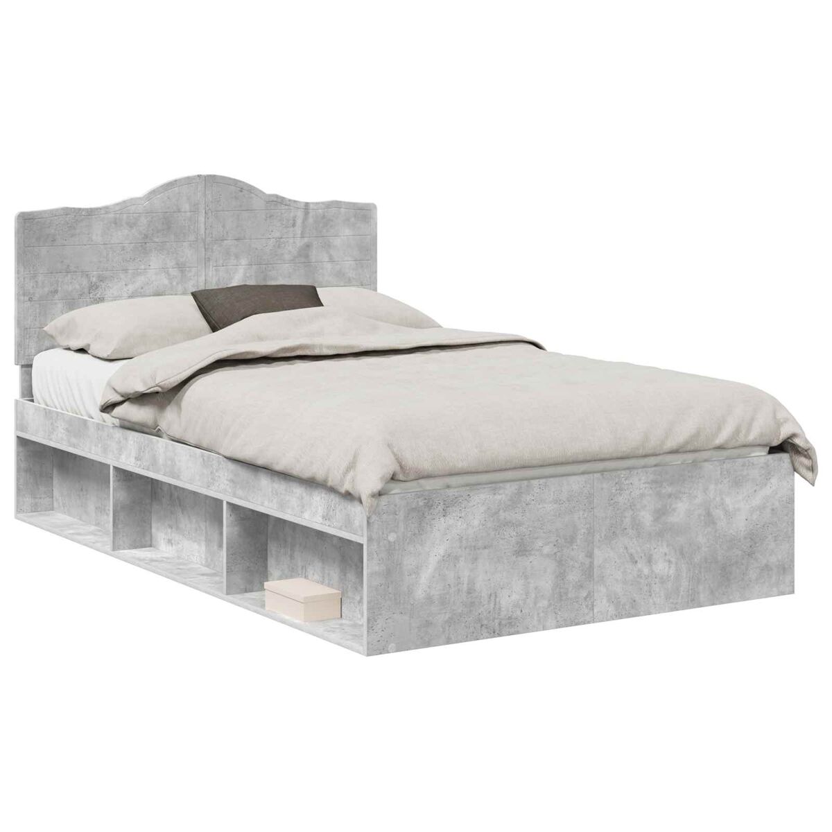 Estrutura da cama de casal simple com cabeceira cinza concreto 135 x 190 cm