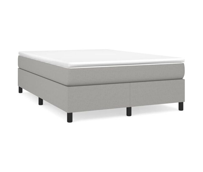 Estrutura de cama de casal moderno com molas 140x200 cm tecido cinzento-claro