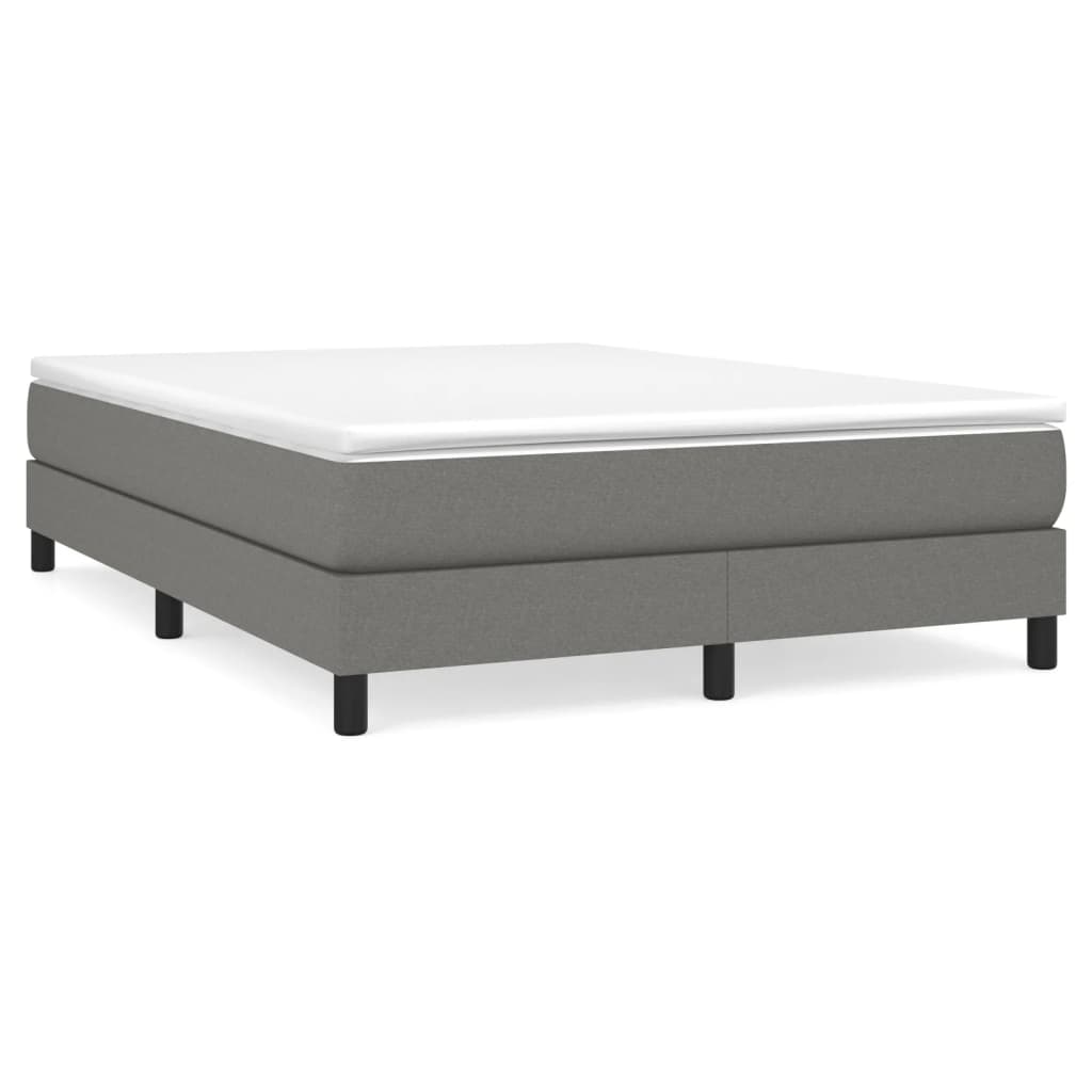 Estrutura de cama de casal moderno com molas 140x200 cm tecido cinzento-escuro