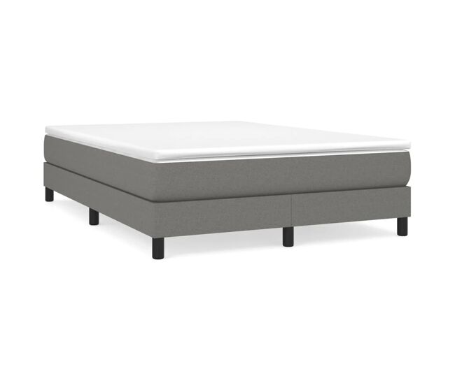 Estrutura de cama de casal moderno com molas 140x200 cm tecido cinzento-escuro
