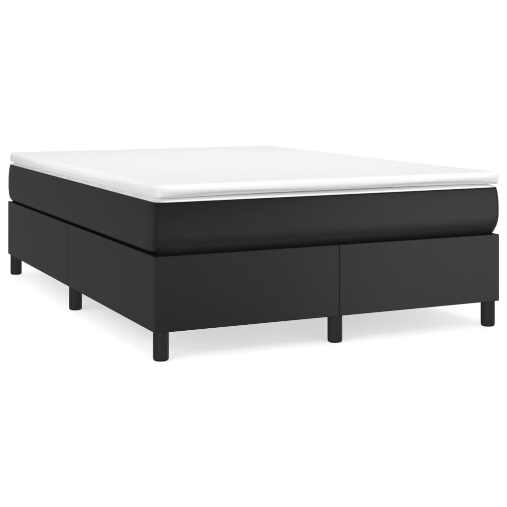 Estrutura de cama de casal moderno com molas 140x190 cm couro artificial preto