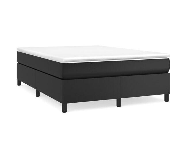 Estrutura de cama de casal moderno com molas 140x190 cm couro artificial preto