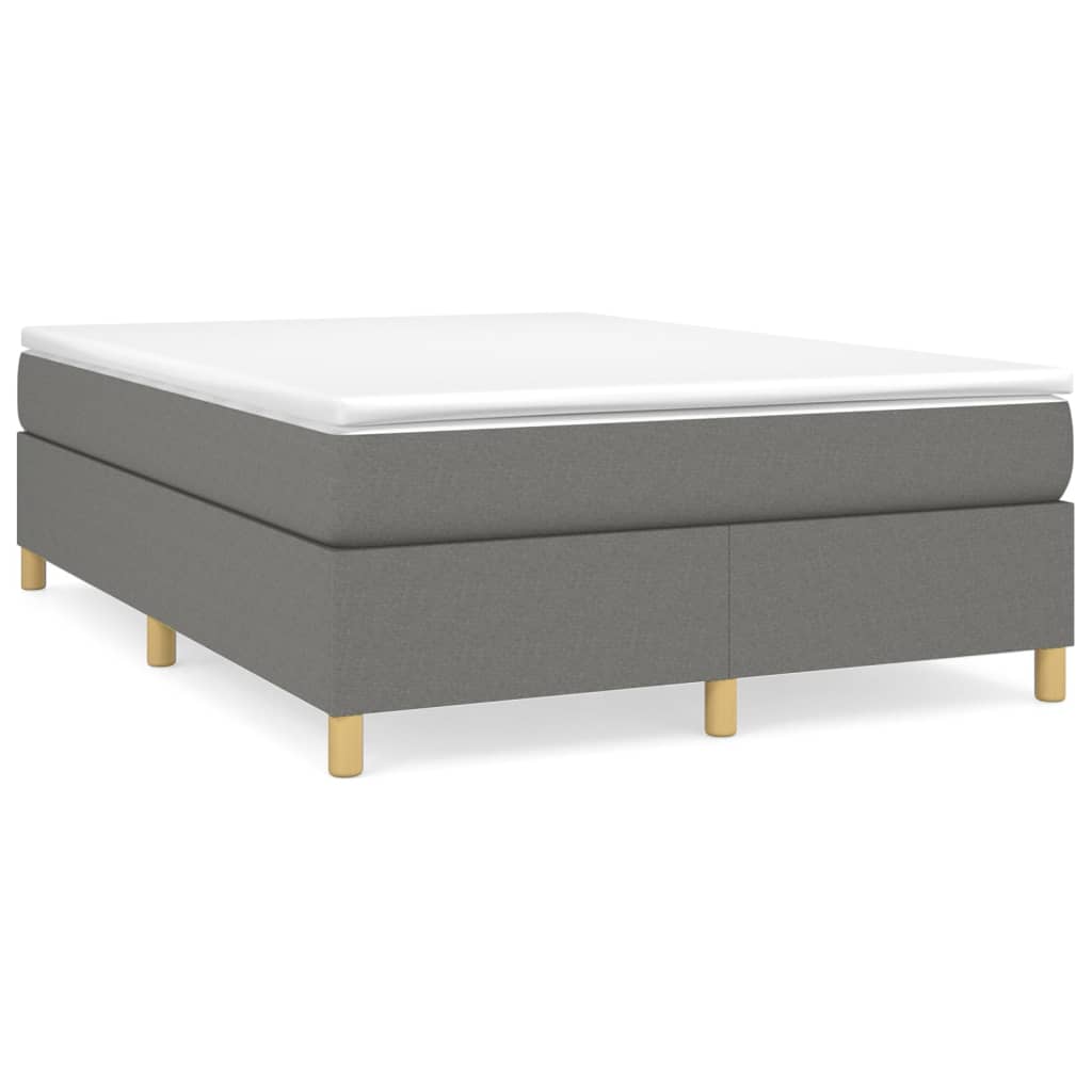 Estrutura de cama de casal moderno com molas 140x200 cm tecido cinzento-escuro