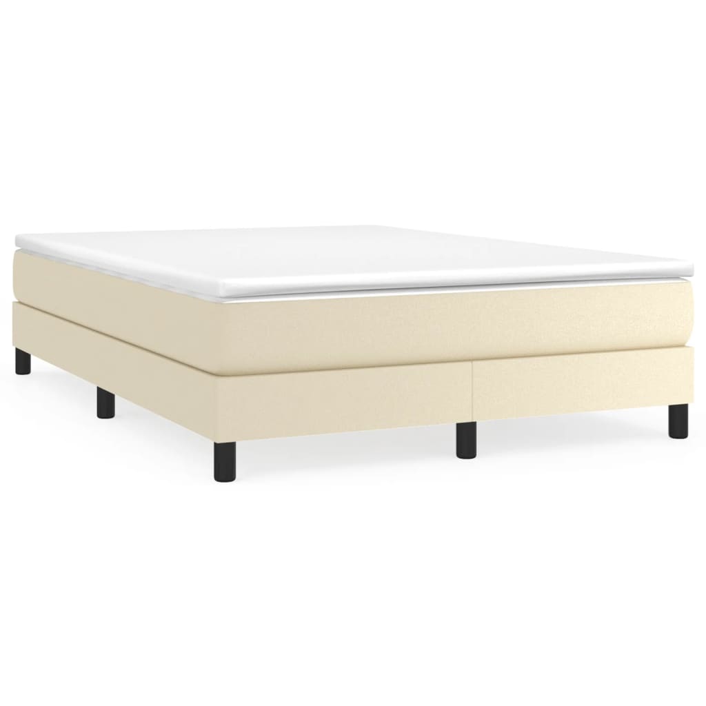 Estrutura de cama de casal moderno com molas 140x200 cm couro artificial cor creme