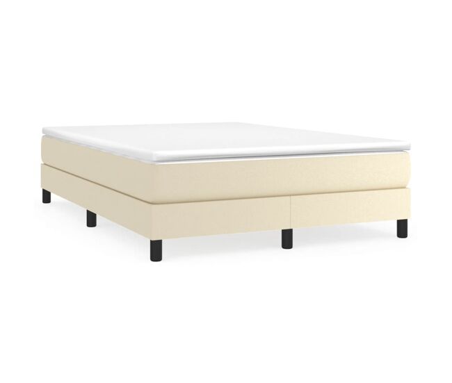 Estrutura de cama de casal moderno com molas 140x200 cm couro artificial cor creme