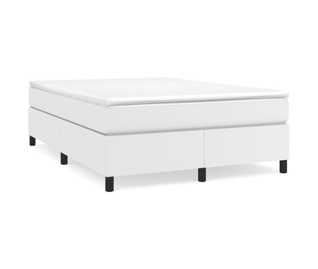 Estrutura de cama de casal moderno com molas 140x190 cm couro artificial branco