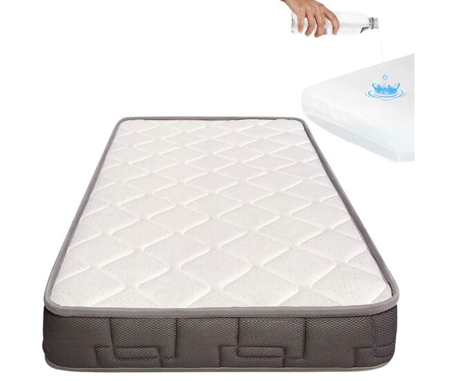 Colchão de berço morfeo hr para maxicots 140x70 + protector impermeável 100% algodão hipoalergénico, antibacteriano e antiácaros