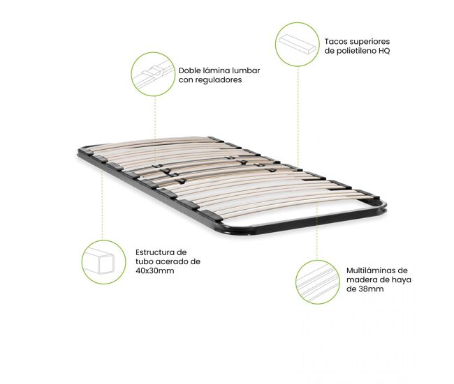 Base de cama de ripas rx diamond 135x190 cm