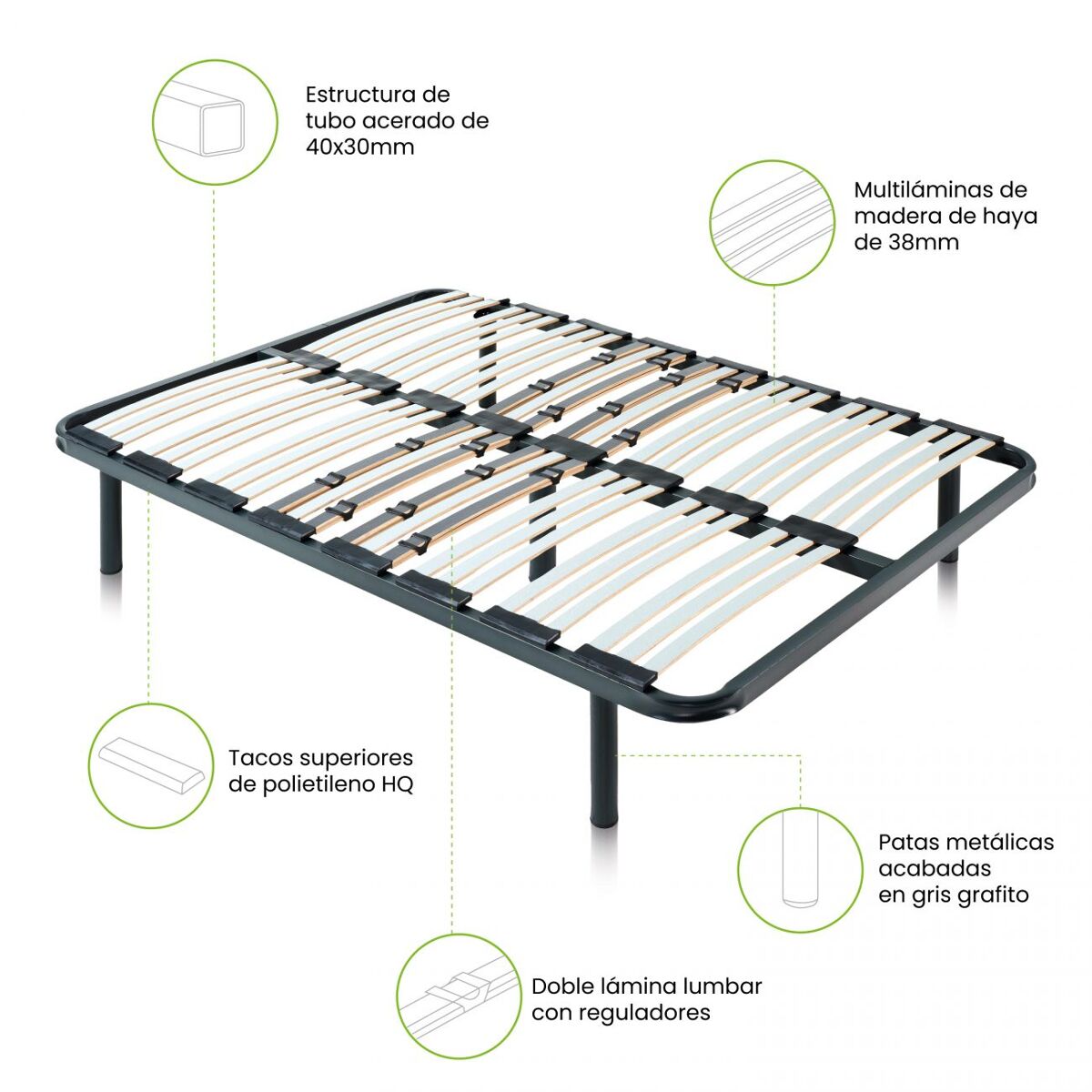 Base de cama de ripas RX Diamond