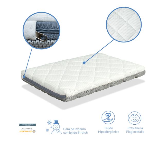 Colchão de bebê mini baby air 80x50 altura 7 cm- removível, lavável, adaptável e respirável