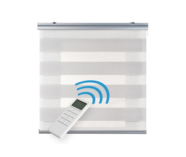 Estores motorizados noite e dia plus estores motorizados automáticos de rolo com bateria duplo tecido acabamentos em alumínio cinza 100 x 250cm