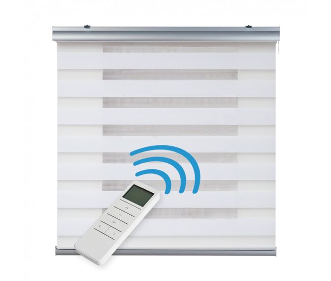 Estores motorizados noite e dia plus estores motorizados automáticos de rolo com bateria duplo tecido acabamentos em alumínio branco 200 x 250cm