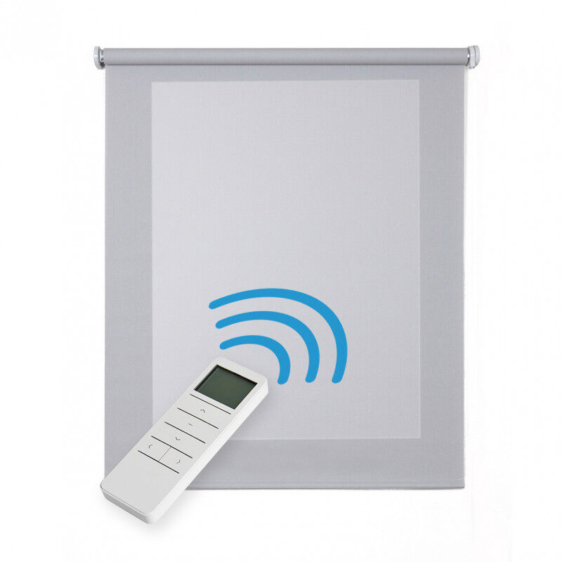 Estore de rolo screen estores automáticos motorizados com controlo remoto tecido técnico isolamento térmico cinza 200 x 250cm