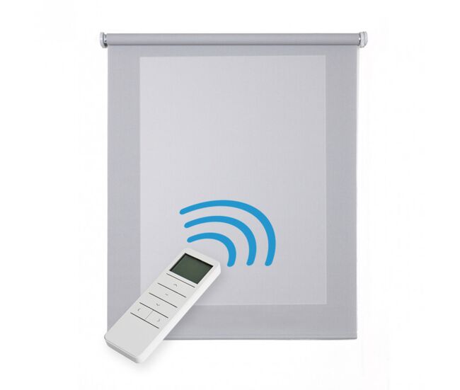 Estore de rolo screen estores automáticos motorizados com controlo remoto tecido técnico isolamento térmico cinza 200 x 250cm
