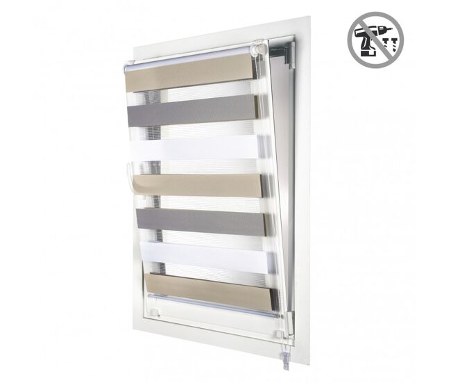 Estores noite e dia easyfix, estore de rolo instalação sem furar branco - cinza - bege 90 x 180 cm
