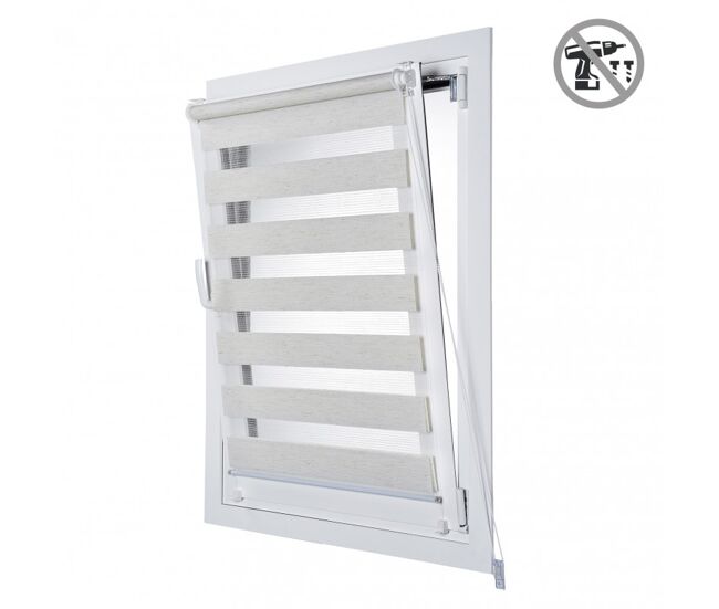 Estores noite e dia easyfix, estore de rolo instalação sem furar linho 45 x 180 cm