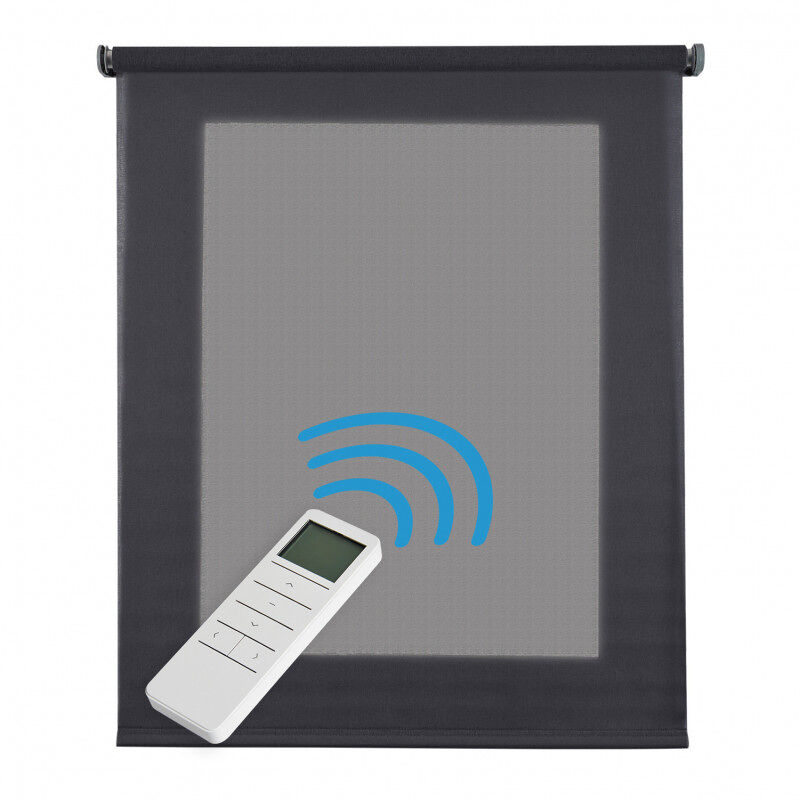 Estore de rolo estores automáticos translúcidos motorizados com bateria, motor e controlo remoto cinza 160 x 250 cm