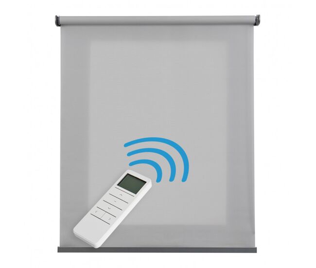 Estore de rolo translúcido motorizado estores automáticos com bateria motor e controlo remoto acabamento em alumínio cinza 200 x 250cm