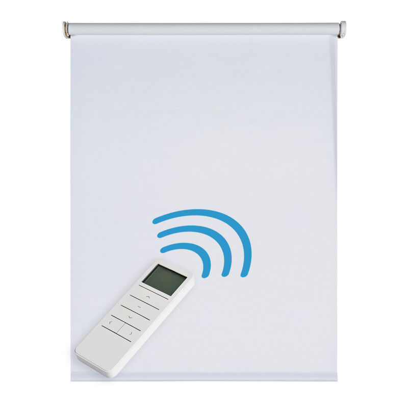 Estore de rolo opaco motorizado estores automáticos com bateria motor e controlador premium branco 140 x 250cm