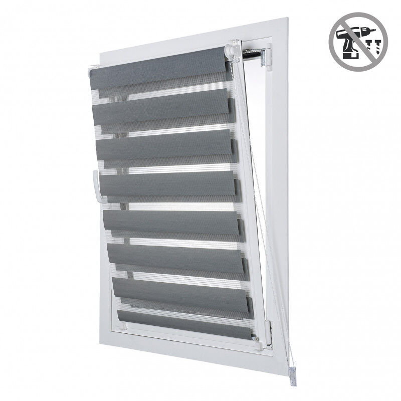 Estores noite e dia easyfix, estore de rolo instalação sem furar prata 60 x 180 cm