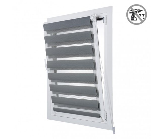 Estores noite e dia easyfix, estore de rolo instalação sem furar prata 75 x 180 cm