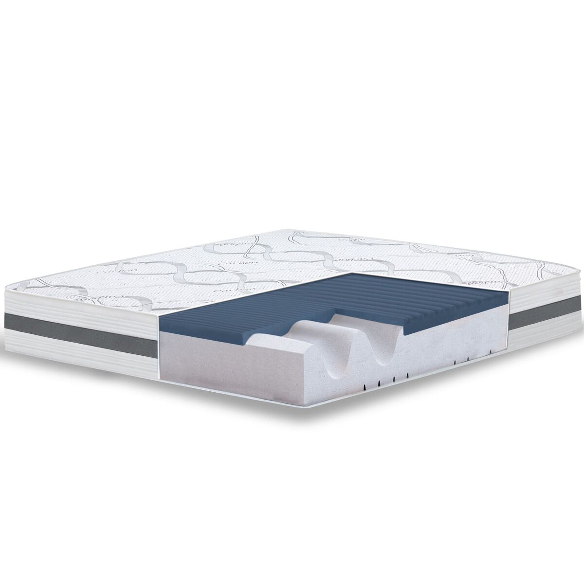 The white stone colchão viscoelástico 140x200 cm altura 22 cm | tecido hipoalergênico e respirável | propriedades ortopédicas auto-adaptáveis | firmeza média-alta | fabricado na itália