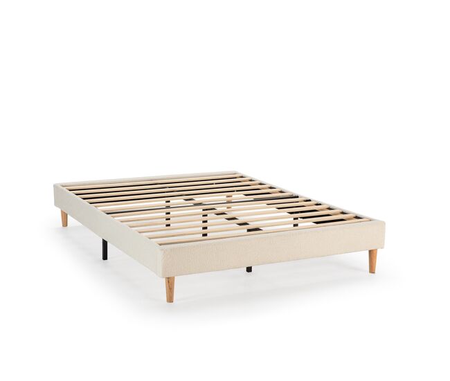 Base estofada niebla 90x190 cm tecido ovelha bege