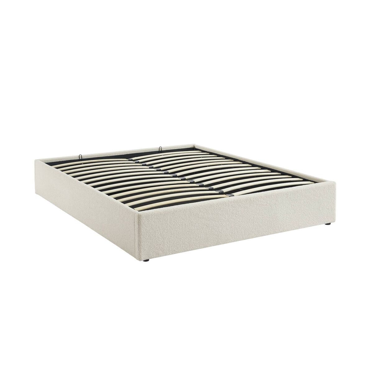 Cama com base de ripas, acabamento boucle