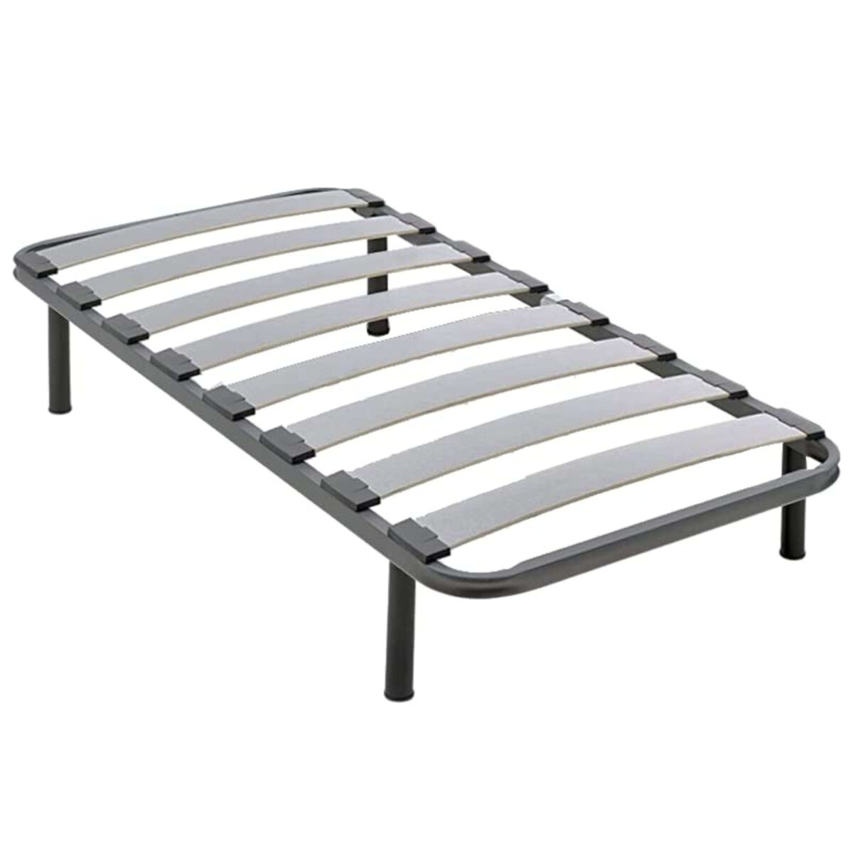 Base de cama Neo Wide Shelf com tubo de aço e ripas Poplar-Flex com 5 pernas