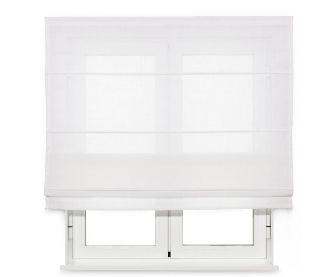 Estor plegable (con varillas) básico traslúcido liso blanco roto