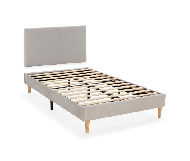 Base estofada + cabeceira bari 150x190 cm cor cinza