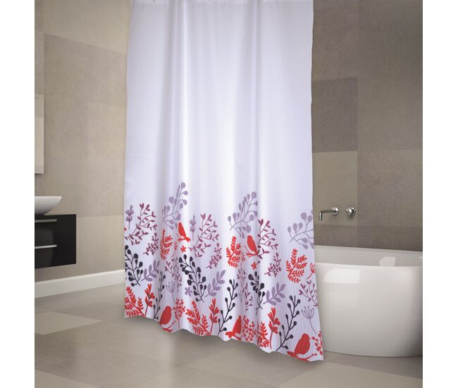Cortina de poliéster de bano 180x200cm red birds red