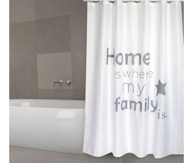 Cortina de banho msv "premium home" de poliéster branco com letras de 180 x 200 cm