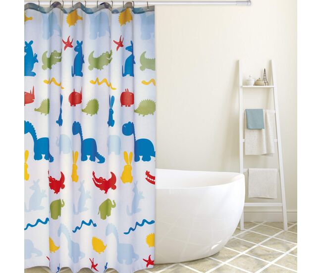 Cortina de banho msv "premium" com design de zoológico de 180 x 200 cm